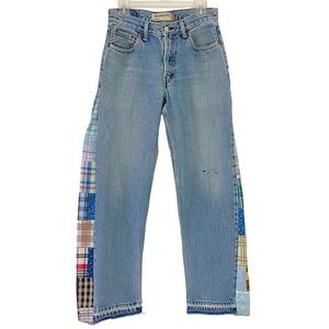 Levi’s 550 Custom Jeans Womens Size 6 Waist 28 Plaid Patchwork Levis Upcycled